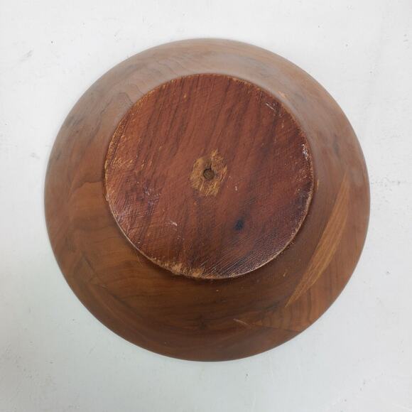 Antique Vintage Primitive Bowl 7 Inch Wood Walnut Salad Handcrafted SET OF 6 - Picture 12 of 14